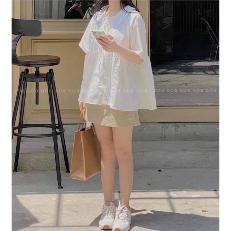Set Áo Babydoll Trắng Nơ Ngực Chân Váy Dáng A Be Ulzzang Hot Hit