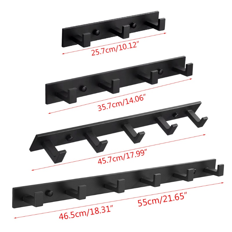 Bộ 3 / 4 / 5 / 6 Móc Treo Khăn / Nón / Áo Khoác / Khăn Tắm Màu Đen Tiện Dụng