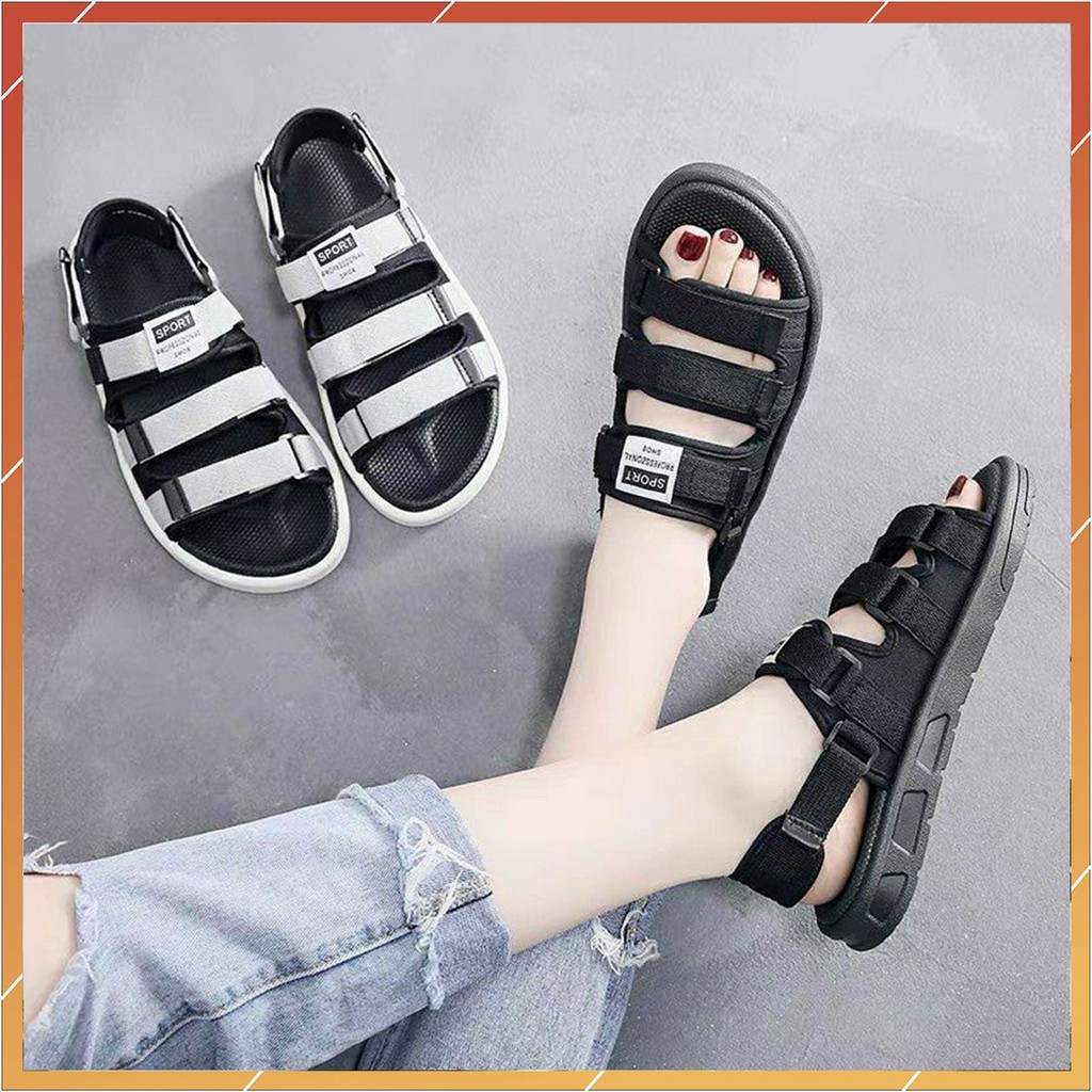 Sandal Nam Nữ 3 Quai Ngang Chữ Đế Dẻo