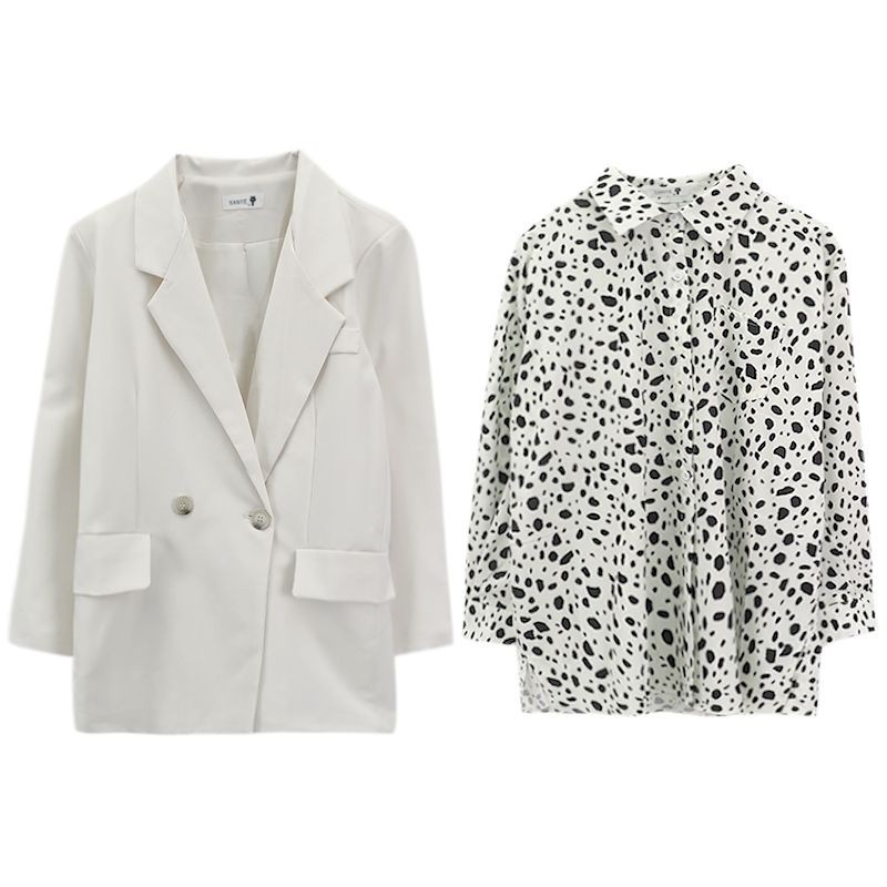 (Ord) Sét áo khoác blazer và áo sơ mi da beo phong cách basic | BigBuy360 - bigbuy360.vn