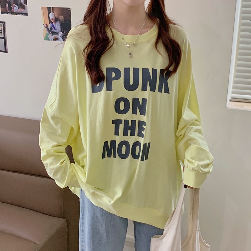 SUXI Áo Sweater Nữ Tay Dài Dáng Rộng In Hình Phong Cách Hàn Quốc