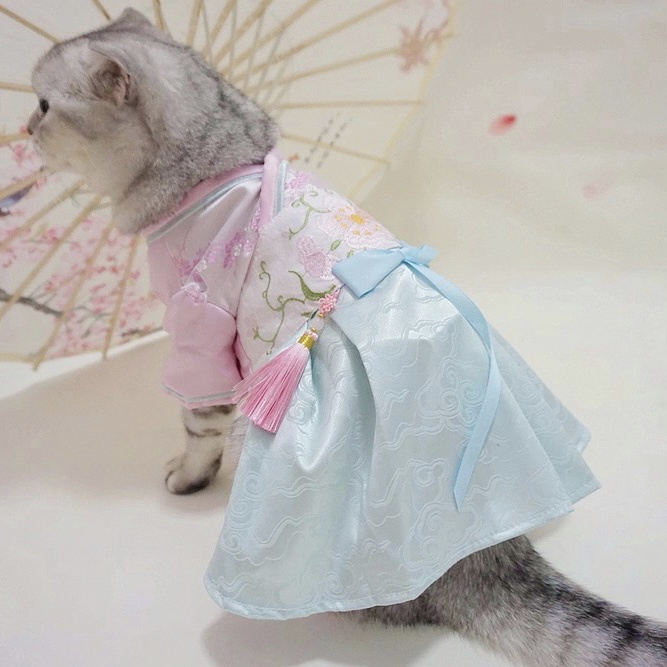 Áo Tết Cho Chó Mèo Quần Áo Thú Cưng Tết Vải Gấm Cao Cấp Thêu Hoa Hihapet