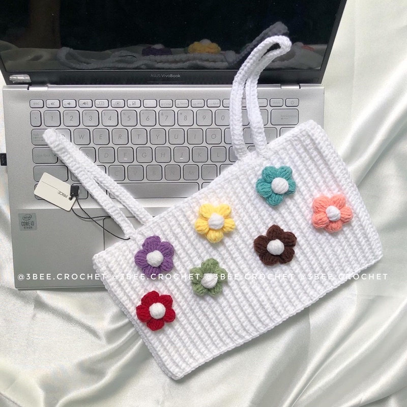 Áo dây len Crochet Flower đủ màu by 3bee.crochet