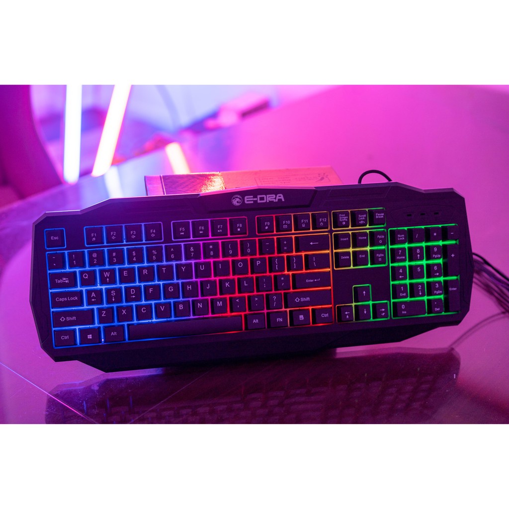 Bàn phím giả cơ E-dra EK503 chống nước/ led Rainbow BH 2 năm