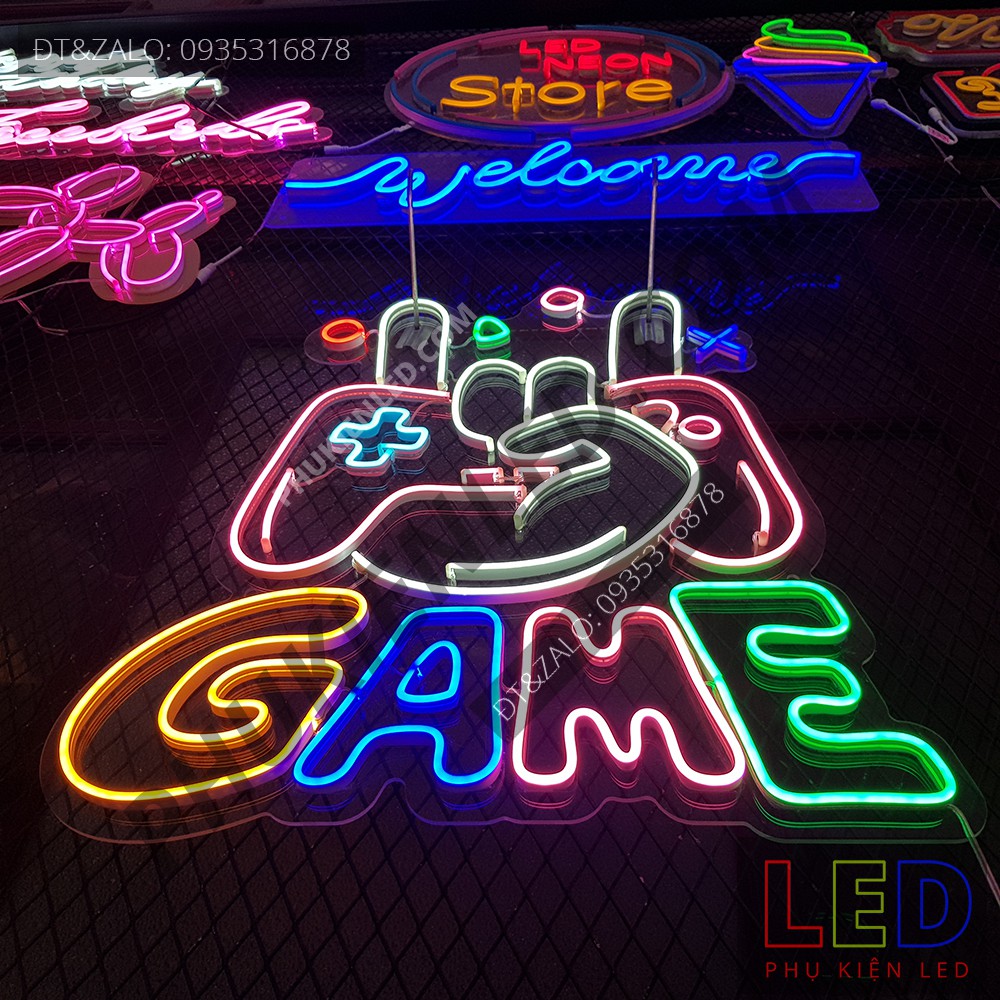 Đèn Led Neon Chữ GAME và Tay Cầm Playstation Nhiều Màu - GAME Playstation LED Neon Sign, Đèn Led Neon Game Trang Trí