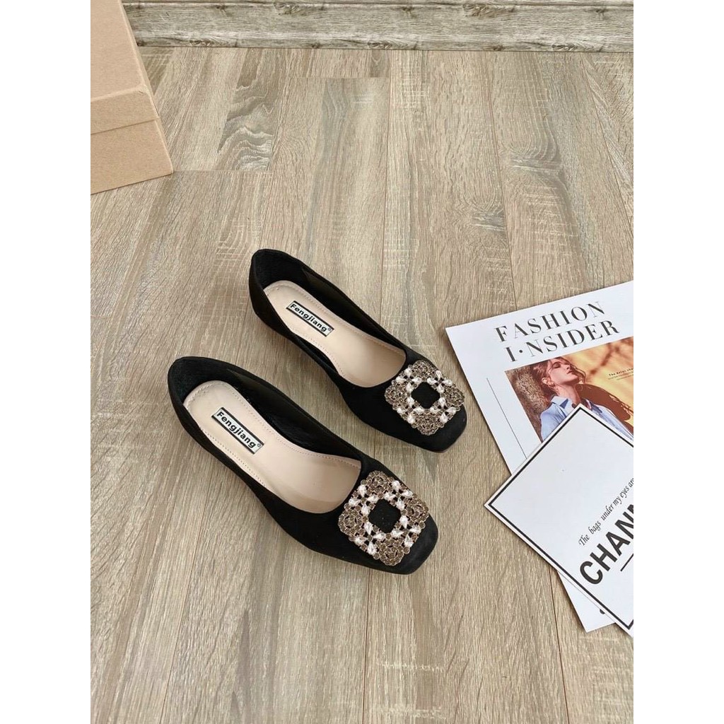 GIÀY BỆT NỈ MŨI VUÔNG NƠ ĐÁ 2 DÁNG