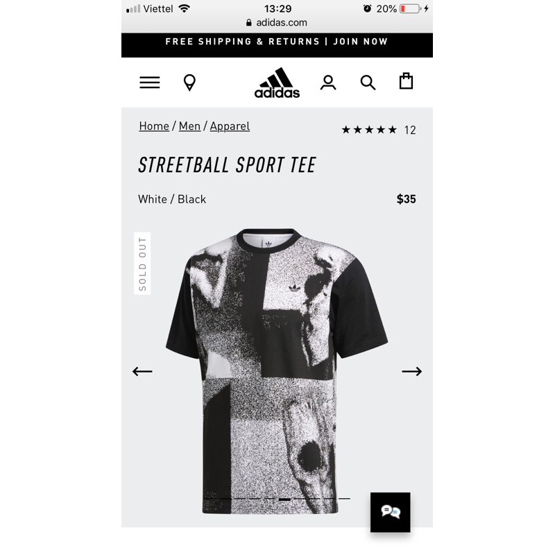 [CHÍNH HÃNG] Thanh lý Áo phông Adidas Streetball Sport Tee