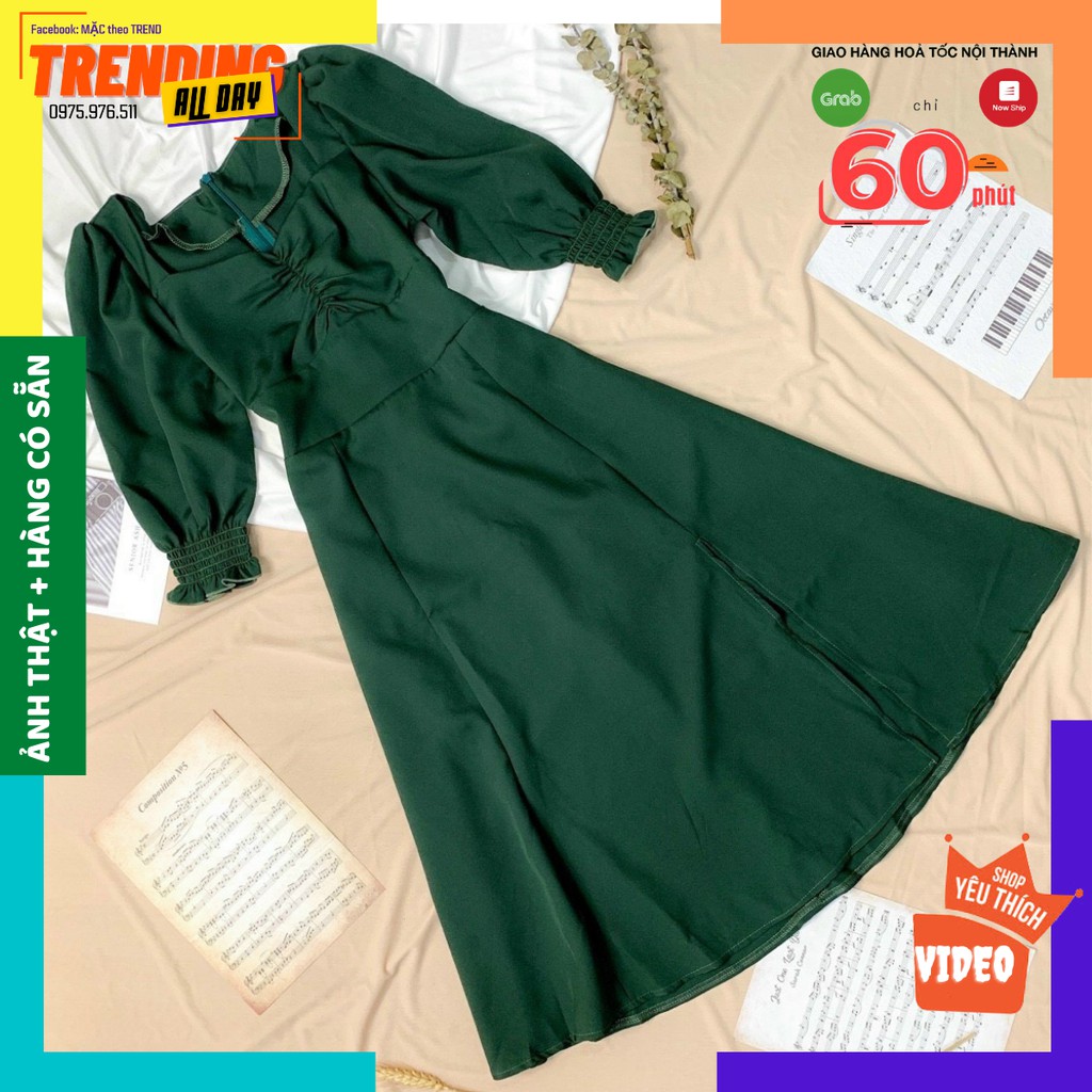 Đầm dáng dài tay lỡ, màu xanh, lạ mắt, nổi bật, tôn da, tôn dáng mặc thì chỉ có xinh đẹp thôi ạ. | BigBuy360 - bigbuy360.vn