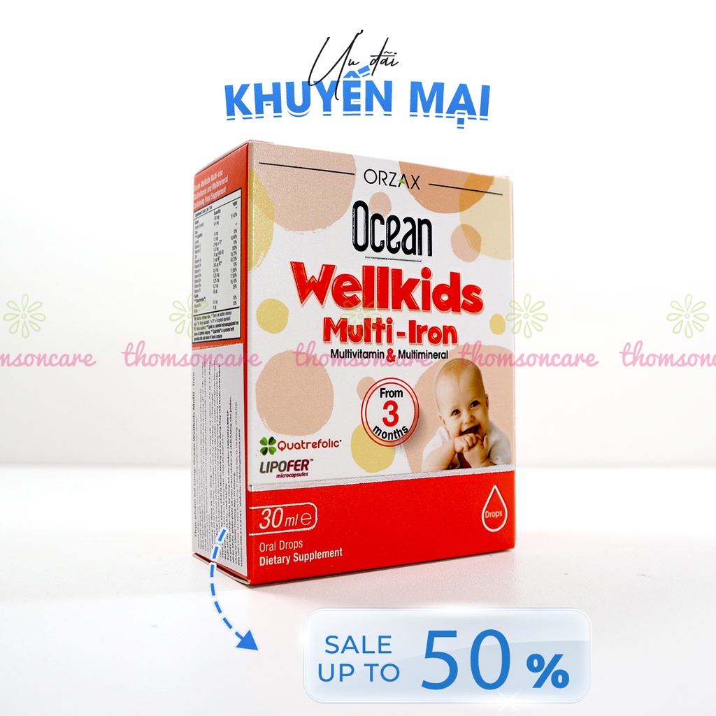 Bổ sung Sắt cho bé Ocean Wellkids Iron và vitamin tổng hợp tăng cường hệ miễn dịch trẻ nhỏ - Chai 30ml