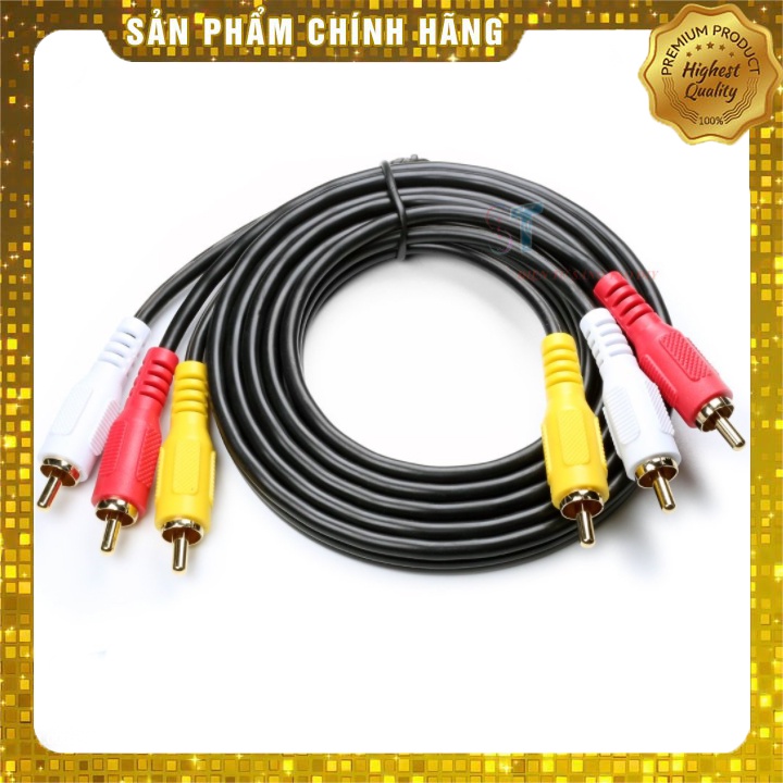 Dây cáp AV/RCA 3 đầu hoa sen đực ra 3 đầu hoa sen đực dài 1.5m