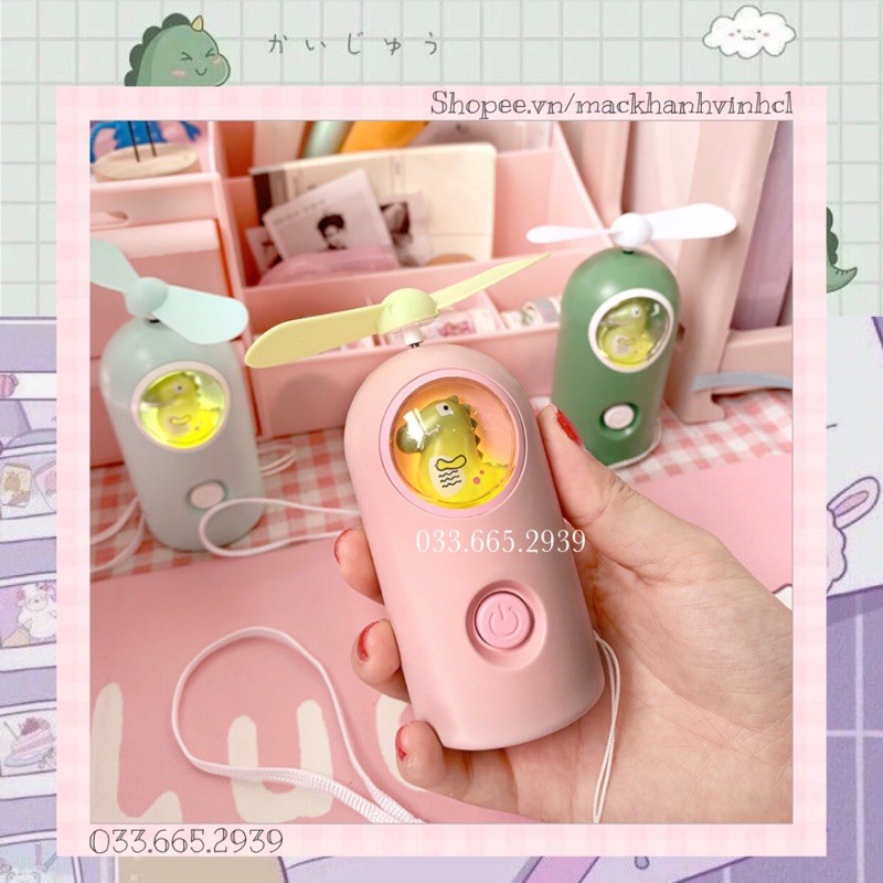 Quạt Mini Tích Điện Cầm Tay Có Đèn Mẫu Mới Khủng Long (kèm sạc) | BigBuy360 - bigbuy360.vn