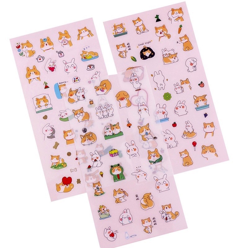 Set 6 tấm sticker chó Shiba