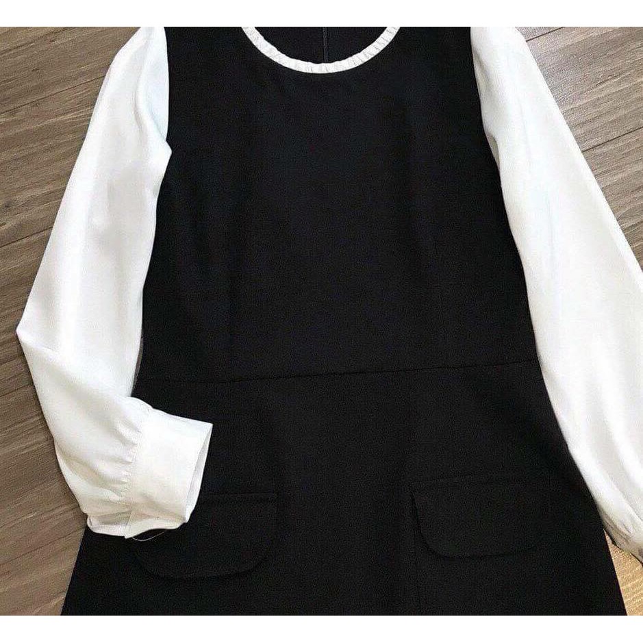 MYC 1266 Váy Bầu Đen Phối Trắng Điệu Đà