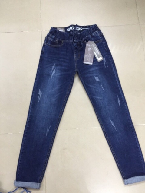 Quần jeans lưng thun xước nhẹ