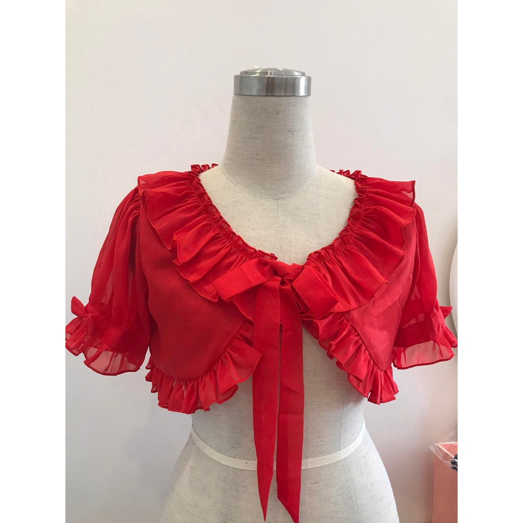 ⚡ HOT ⚡ Áo bolero Lolita dáng lửng tay ngắn chất liệu voan tơ óng 2 lớp