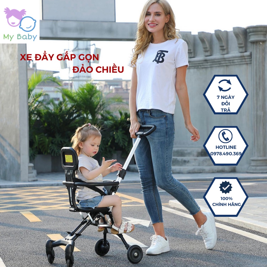 Xe đẩy gấp gọn, đảo chiều cho bé, xe đẩy hàng đẹp, siêu gọn nhẹ,chắc chắn