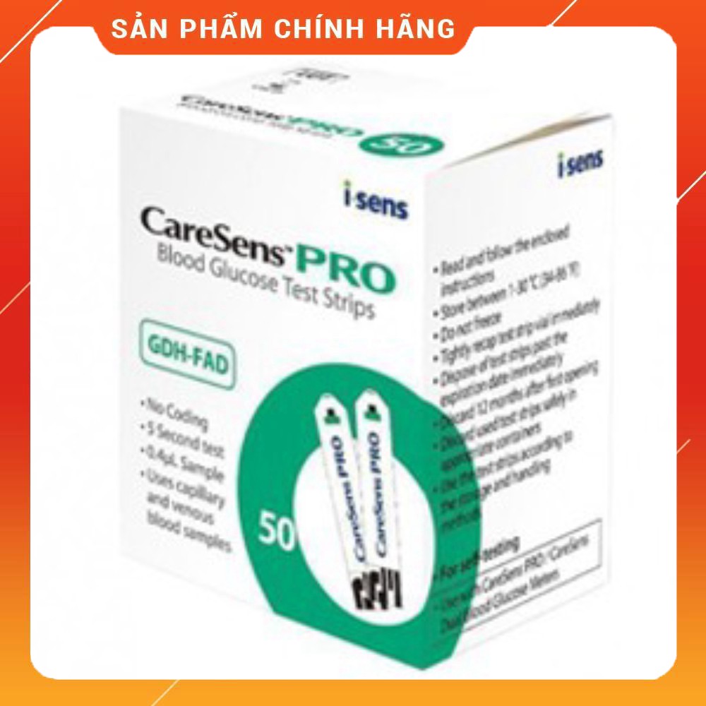 QUE THỬ TIỂU ĐƯỜNG CARESENTS PRO HỘP 50 TET CHÍNH HÃNG HÀN QUỐC