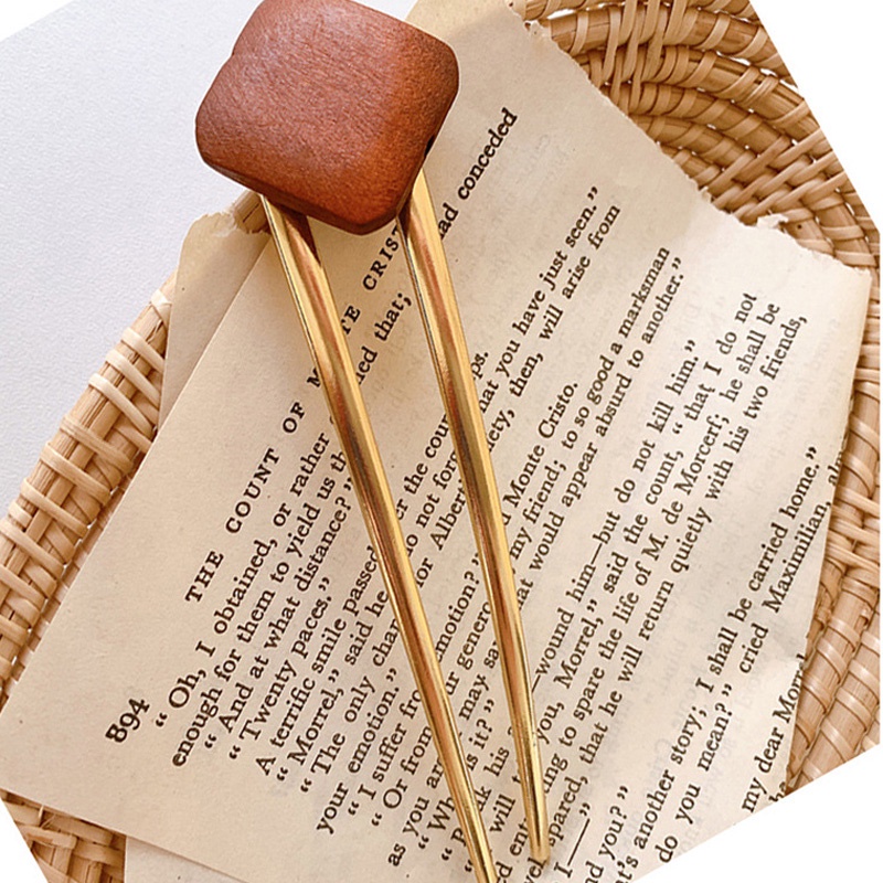 Trâm cài tóc hình tròn bằng gỗ xinh xắn thời trang cho nữ