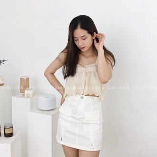 Áo 2 dây croptop đũi