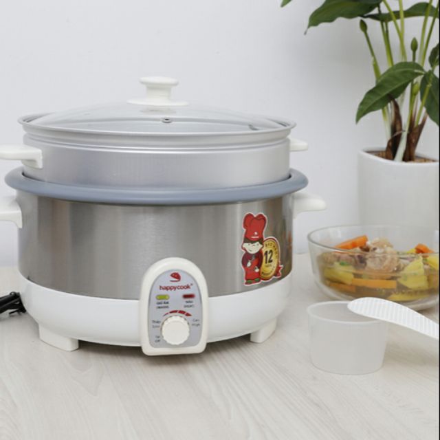 Nổi lẩu điện có xửng HAPPY COOK 3.5l Chính Hãng - BH 12 tháng