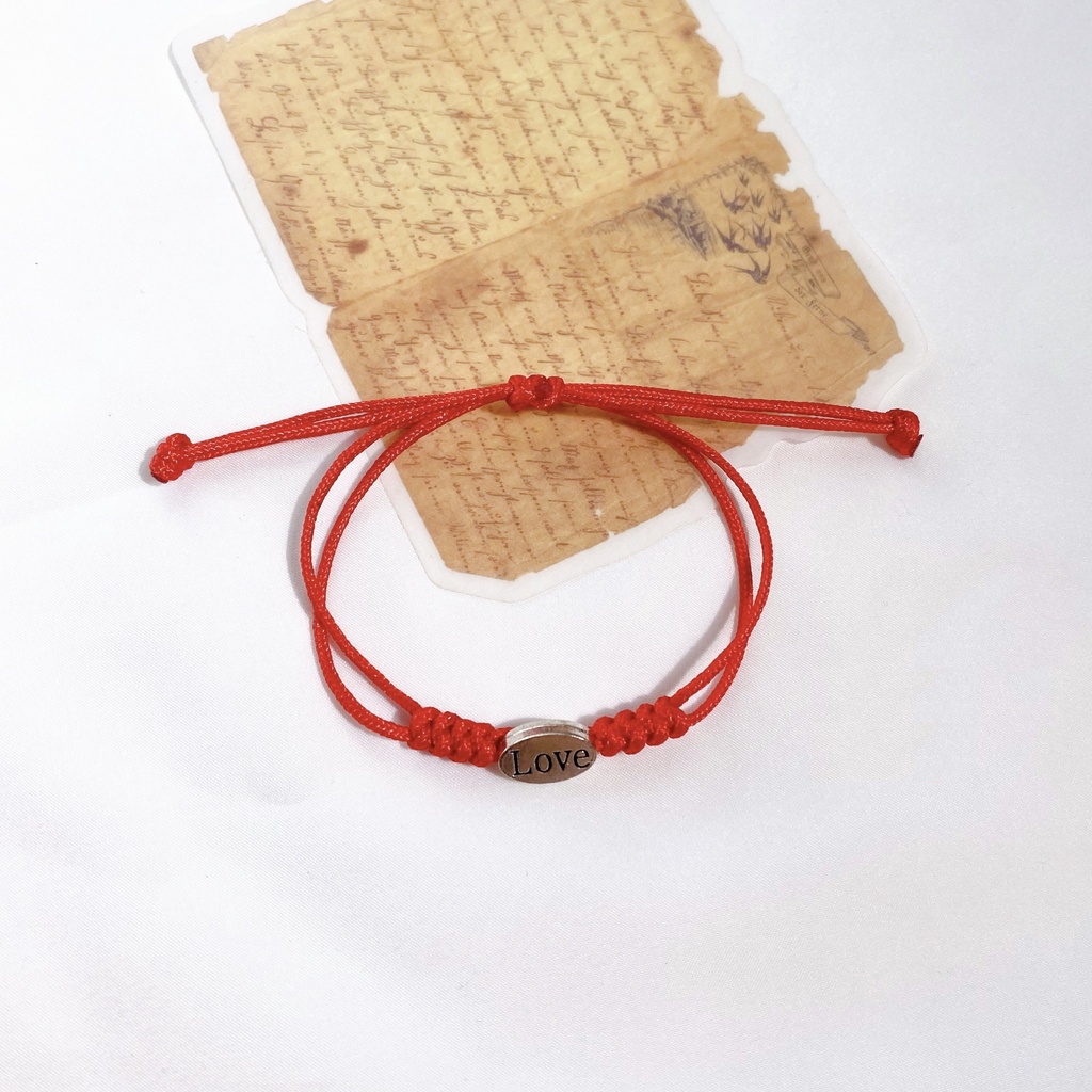 Vòng tay chỉ đỏ tự đan, Vòng tay handmade mix cỏ 4 lá may mắn