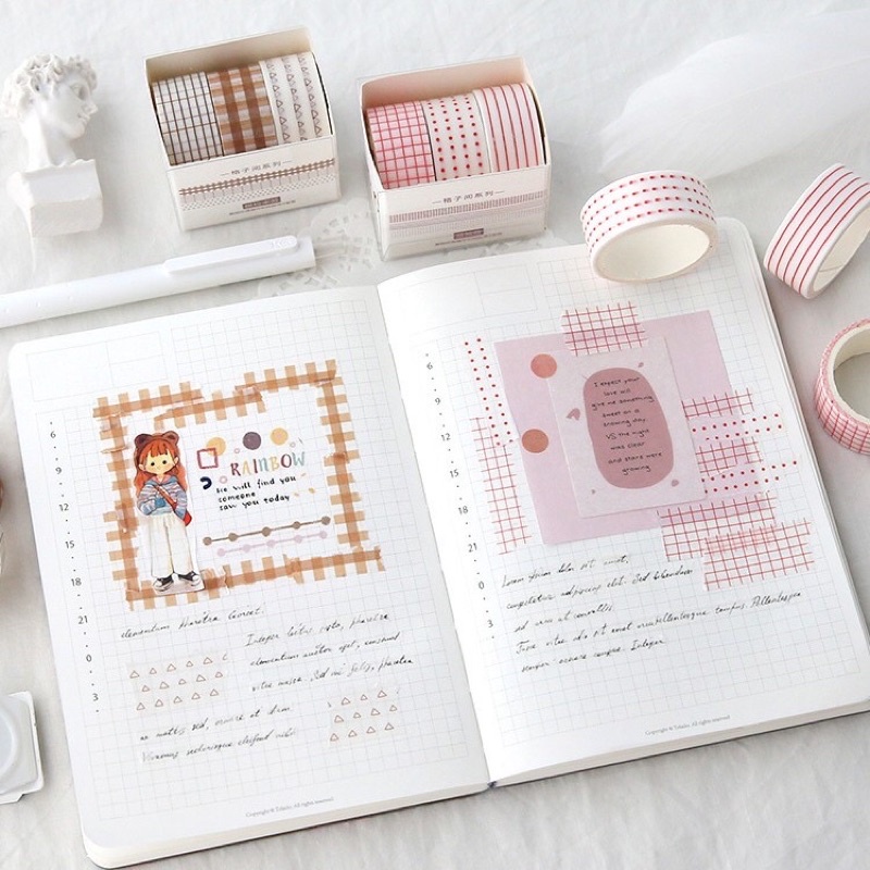 [12 mẫu] Set 3 và 5 cuộn băng dính washi tape trang trí sổ nhật ký