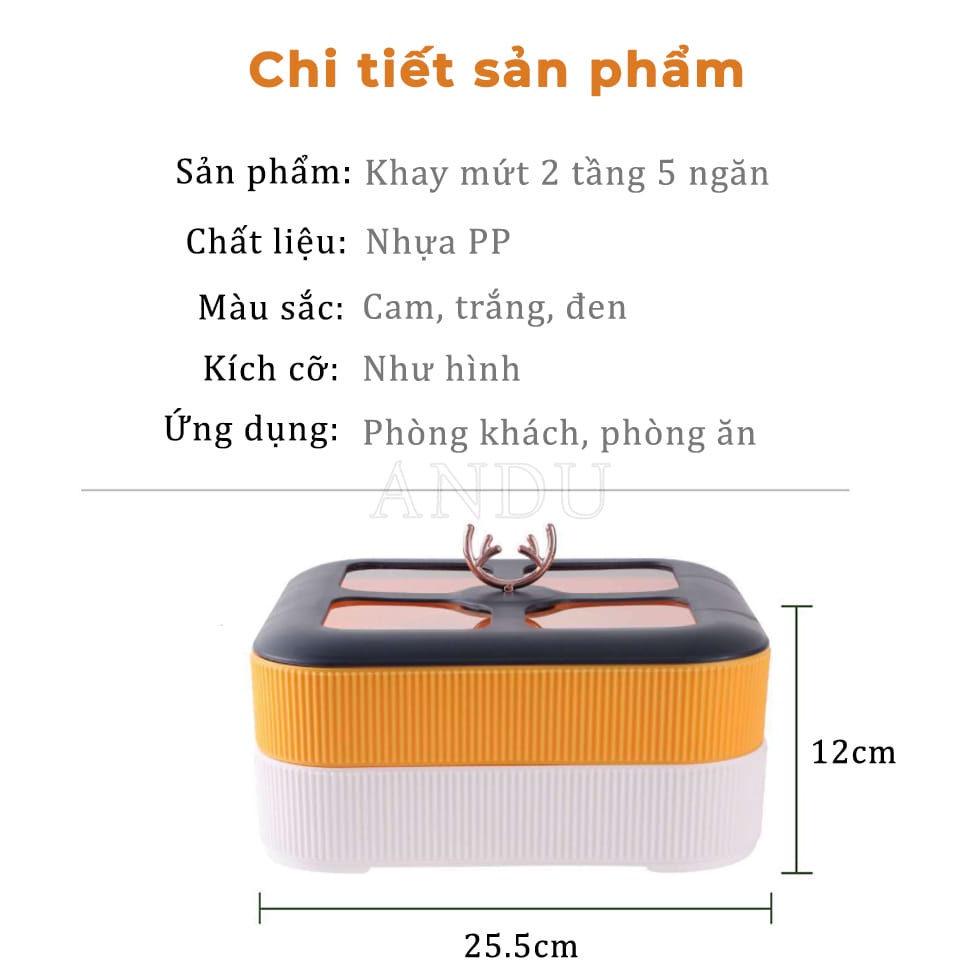 Khay Mứt Tết 2 Tầng Vuông Sang Trọng, Khay Đựng Bánh Kẹo Tết Mẫu Mới 2022