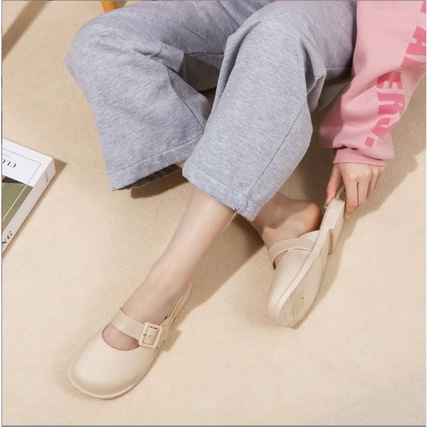 Dép Nữ Mũi Tròn Có Dây Quai Ngang Kiểu Dáng Xinh Xắn Màu Sắc Trang Nhã