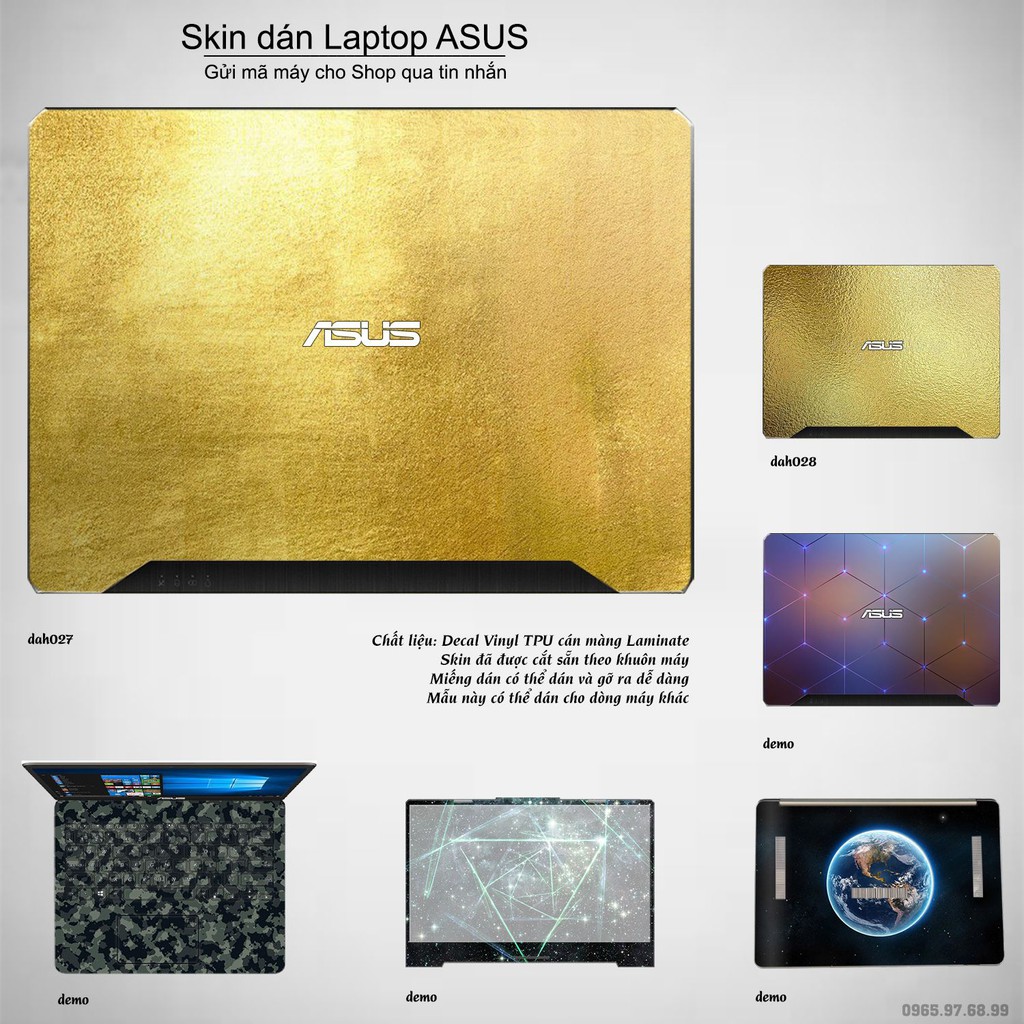 Skin dán Laptop Asus in hình vân vàng (inbox mã máy cho Shop)