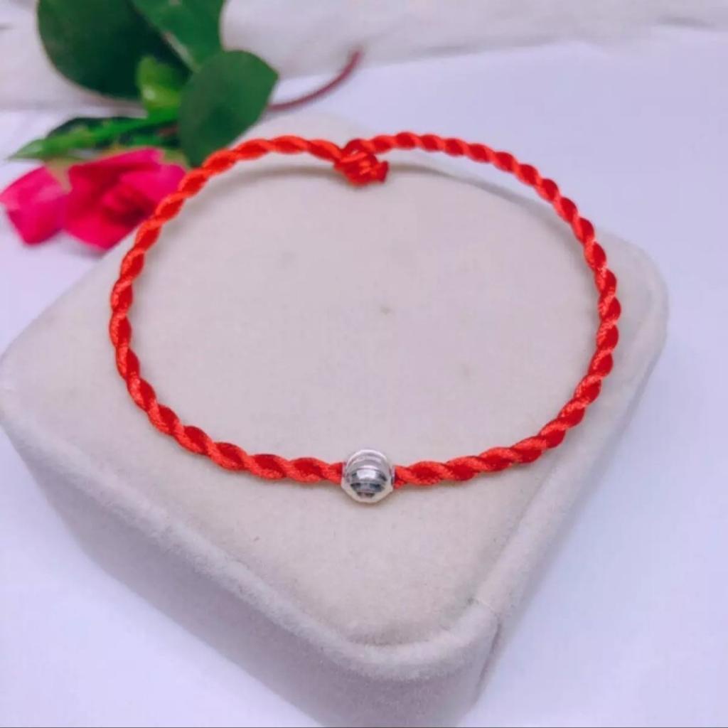 Vòng tay chỉ đỏ bi bạc ta 4li , Anchi jewelry
