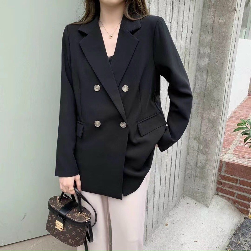 Áo khoác vest-blazer hàng thiết kế chất kate hàn 4 màu đen trắng xanh nâu be | BigBuy360 - bigbuy360.vn
