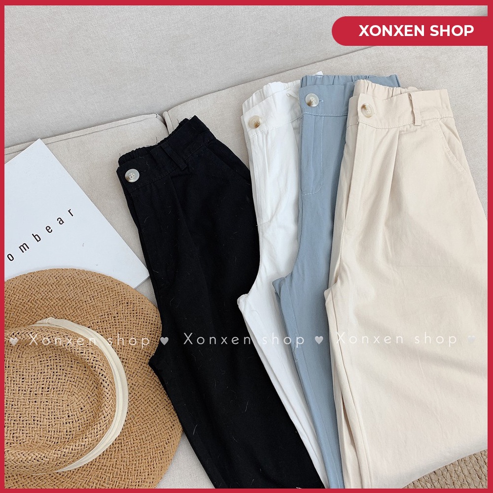Quần kaki nữ xonxon shop quần kaki suông trơn lưng chun sau dê thương size S,M,L -811