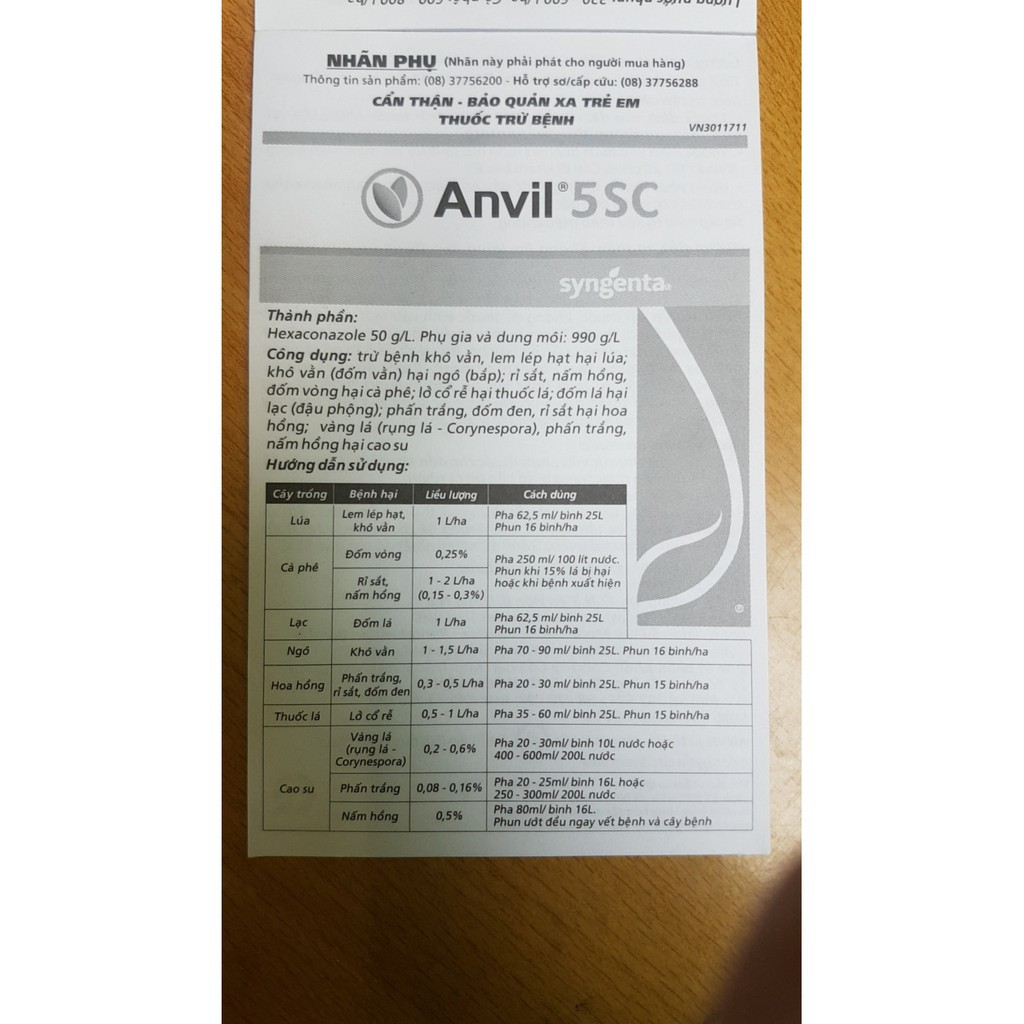 Chế phẩm trừ nấm bệnh cho cây Anvil 5SC chính hãng Syngenta  (20ml)
