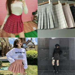 Chân váy tennis kẻ caro màu sắc ulzzang
