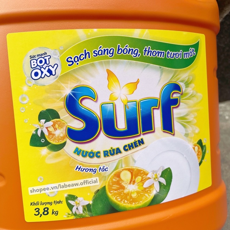 Nước rửa chén SURF hương tắc dịu nhẹ can 4KG