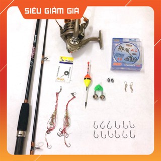 BỘ CẦN CÂU 2 KHÚC + máy LC . cần câu shimano 2 khúc.