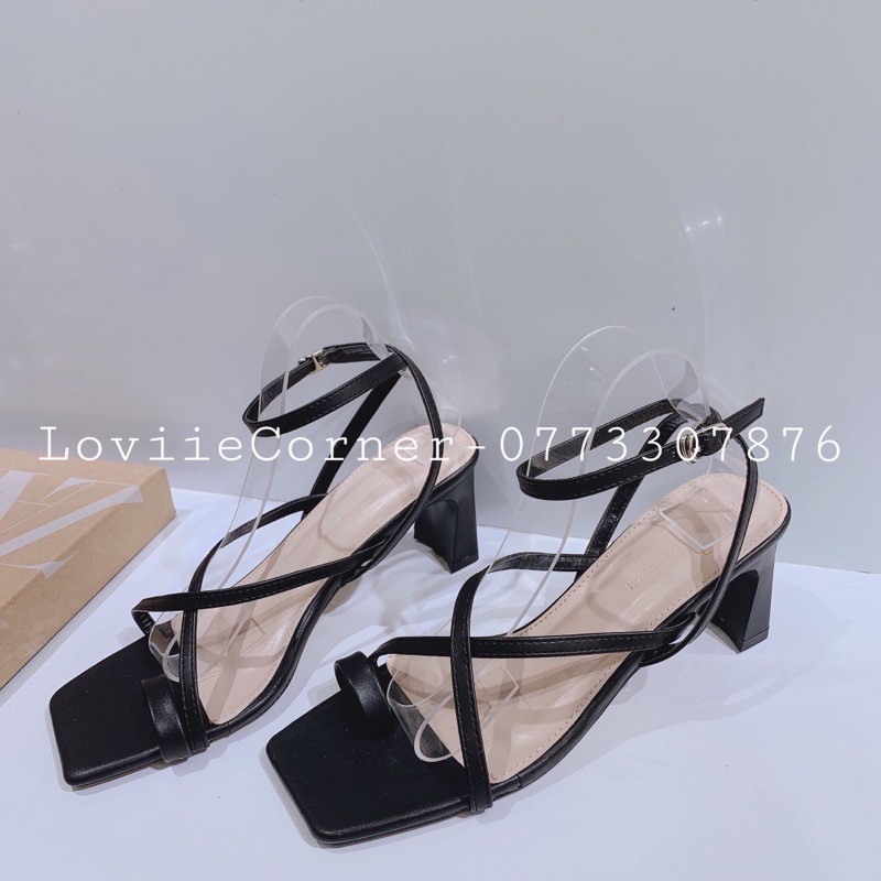 GIÀY SANDAL CAO GÓT NỮ 5CM LOVIIECORNER -SANDAL NỮ DÂY MẢNH XỎ NGÓN ĐÉ VUÔNG G210508 S200612