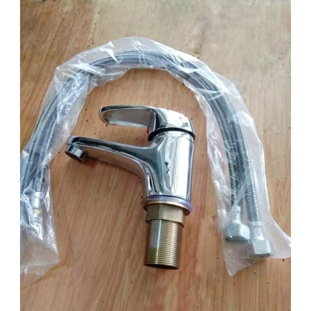 Vòi lavabo nóng lạnh Đồng mạ Chrome (Trắng bạc)