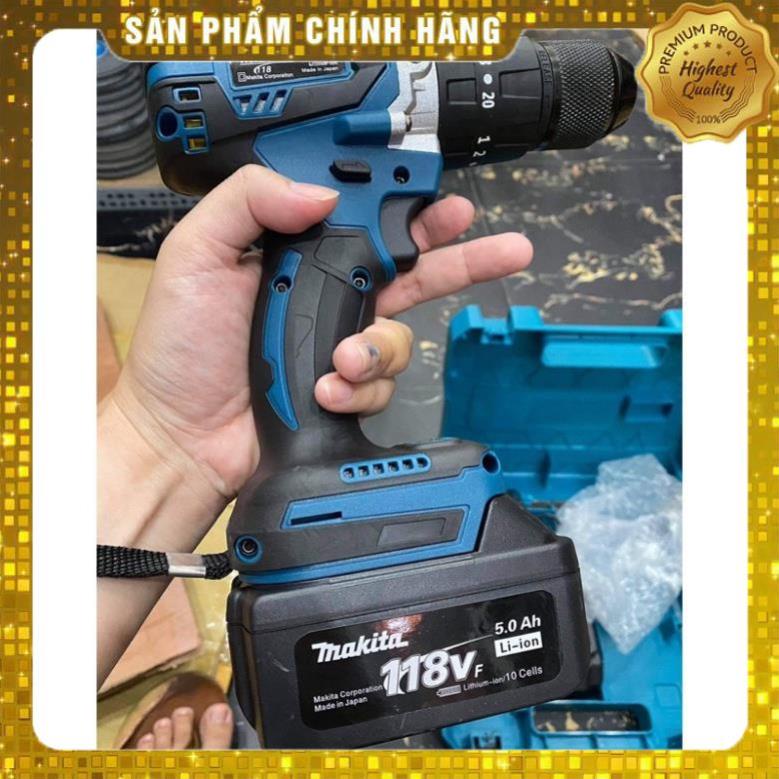 Khoan Pin Makita 118v không chổi than, Động cơ kích từ, Pin 10 Cell  /