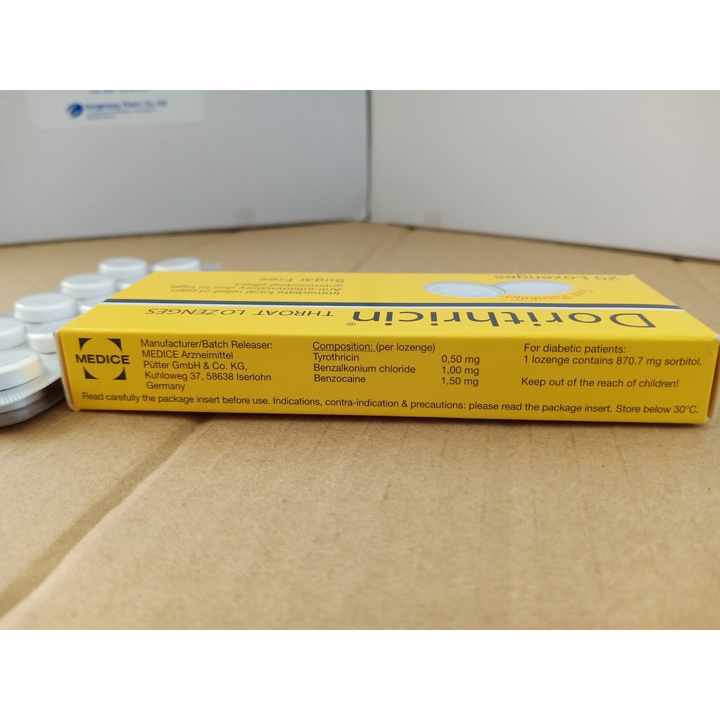 Viên ngậm kháng khuẩn Dorithricin hộp 20 viên giảm viêm họng
