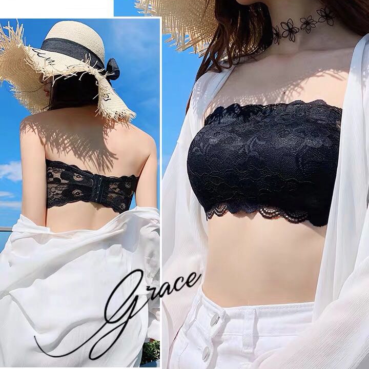 Áo lót ren hoa có đệm nâng ngực thiết kế đeo không dây với 4 móc cho nữ