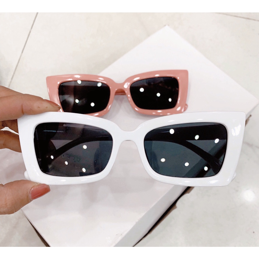 Kính mát kính râm gọng chữ nhật đi biển chống tia UV mẫu nam nữ phong cách Retro