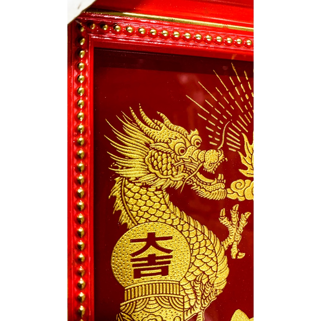 Bài vị thờ ông Táo chữ nổi cao 38cm - Liễn kiếng - Mẫu trụ Rồng - Khung Gỗ