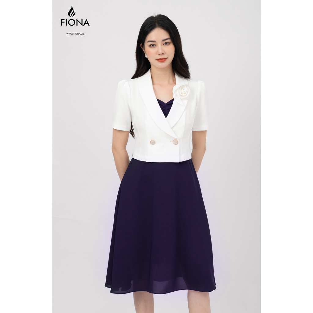 Đầm dáng xòe 4 dây quai đầm Fiona, Đầm công sở thân dưới xếp ly sườn F451079