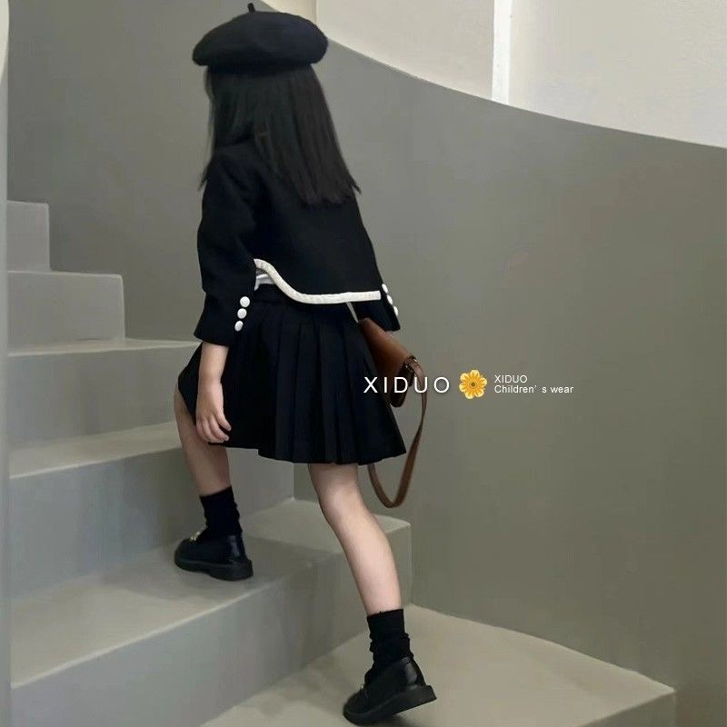 Bộ Áo Cardigan Tay Dài + Chân Váy Thời Trang Mùa Thu 2022 Phong Cách Hàn Quốc Mới Cho Bé Gái