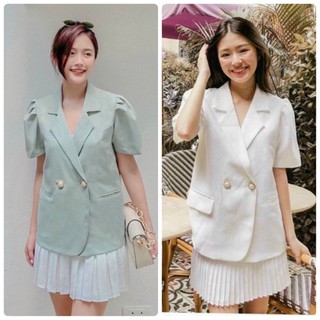 SET ÁO CỔ VEST KÈM CHÂN VÁY PLI (KÈM VIDEO HÌNH THẬT)