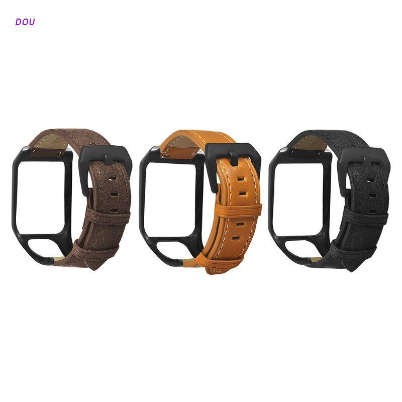 Dây Đeo Da Thật Có Khóa Kim Loại Thay Thế Cho Đồng Hồ Tomtom Runner 2 3 / Spark 3 Cardio / Music / Adventurer / Golfer 2