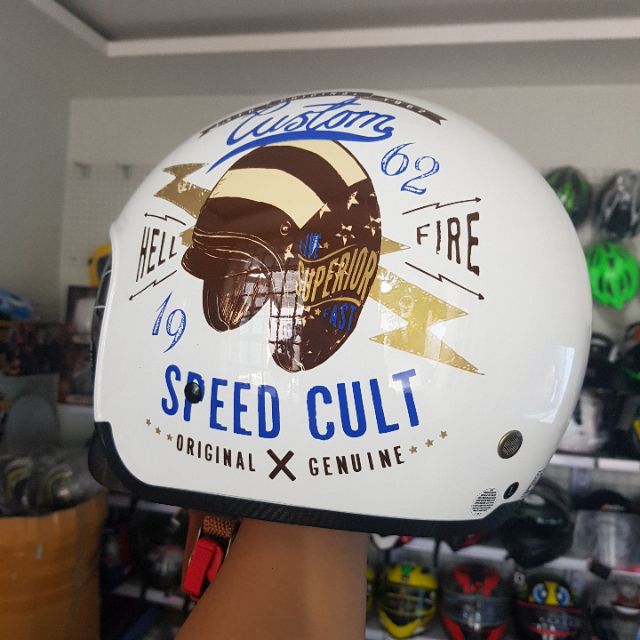 Nón bảo hiểm M139 V9 Custom trắng kính âm