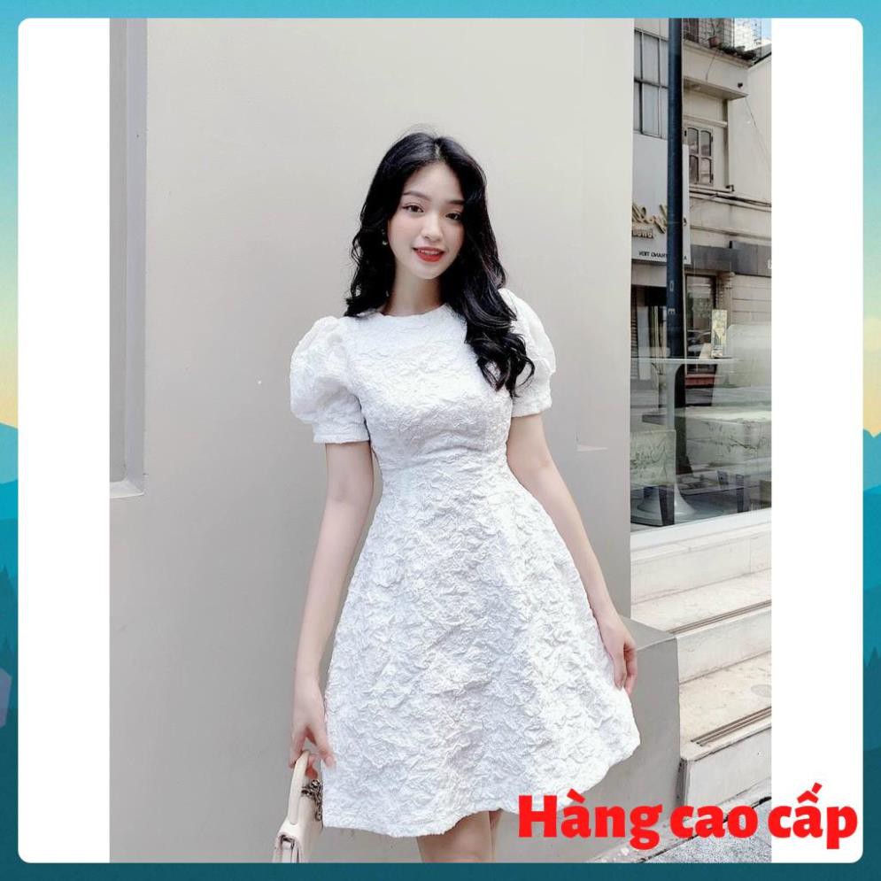 (Hàng cao cấp) Đầm dự tiệc vải gấm sang trọng tay ngắn dáng A kín đáo Lunie Dress | BigBuy360 - bigbuy360.vn