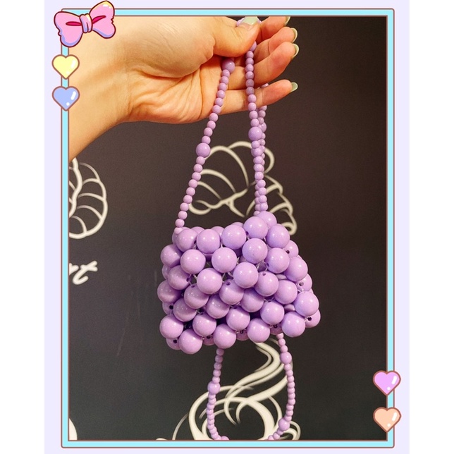 Túi tote mini đính hạt màu cầu vồng xinh xắn